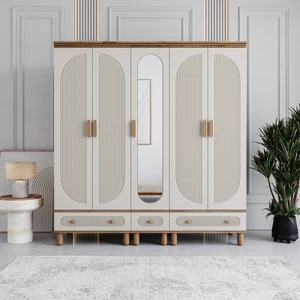 Milen 5 Kapaklı Çekmeceli Gardırop Tamamı MDF (Aytaşı)