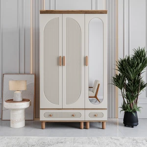 Milen 3 Kapaklı Çekmeceli Gardırop Tamamı MDF (Aytaşı)