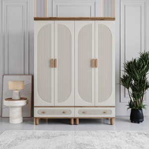 Milen 4 Kapaklı Çekmeceli Gardırop Tamamı MDF (Aytaşı)