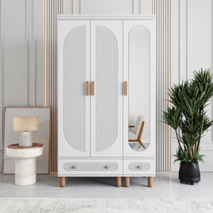 Milen 3 Kapaklı Çekmeceli Gardırop Tamamı MDF (Beyaz)