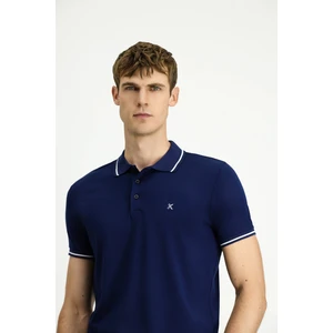 Polo Yaka Slim Fit Dar Kesim Nakışlı Süprem Pamuklu Tişört
