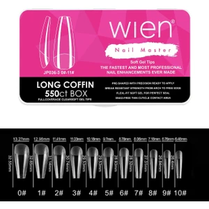 Wien Nail Master Yeni Nesil Protez Tırnak Jel Tips Soft Gel Tips Long Coffin 550 Adet