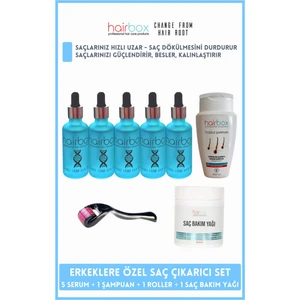 HAİRBOX Erkek Saç Serum, Saç Serum Seti 
( 5'li Serum, 1 Şampuan, 1 Saç Bakım Yağ, 1 Dermaroller )