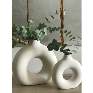 Dekoratif 2'li Halka Vazo Beyaz Renk Bohem Tarz Vazo Iki Parça Hediyelik Eşya Ev Dekorasyonu Için Pinterest Tarzı Vazo
