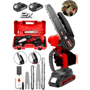 Powerforge Profesyonel Metal Dişli 18V 1.5AH Şarjlı Dal Budama Testeresi-Kırmızı