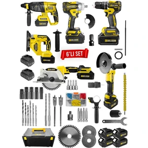 Powerforge Profesyonel Kömürsüz Bakır Sargılı Çelik Şanzıman 6'lı Set Sunta Kesme+Dekupaj-Sarı