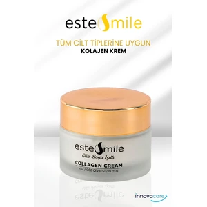 Estesmile Kolajen Krem Gün boyu ışıltı, göz çevresi-yüz-boyun kremi, alkol veya paraben içermez, bitkisel ürün