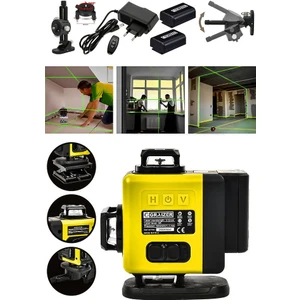 360° Lazer Hizalama 16 Köşe Otomatik Hizalama Yeşil Çizgili Lazer Metre Hizalama-Sarı