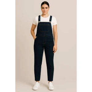 Kadın Asklı Beli Lastilki Denim Salopet Kot Tulum