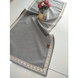 Naturel Organik Otantik Jüt Yumuşak %100 Pamuklu Keten Güpürlü Runner 45X115 cm