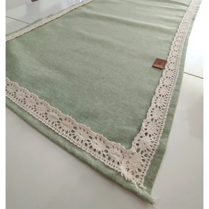 Naturel Organik Otantik Jüt Yumuşak %100 Pamuklu Keten Güpürlü Runner 45X115 cm