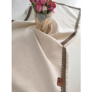 Naturel Organik Otantik Jüt Yumuşak %100 Pamuklu Keten Güpürlü Runner 45X115 cm