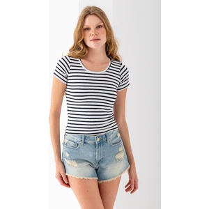 Kadın Bisiklet Yaka Çizgili Basic Body Lacivert - 25509