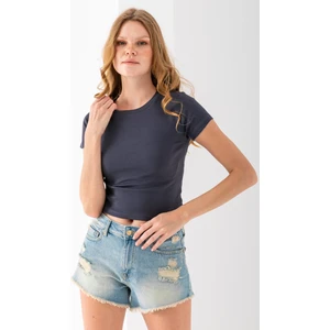 Kadın Bisiklet Yaka Pamuklu Basic Body Füme - 25873