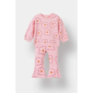 Kız Bebek 2'li Takım Çiçekli Sweatshirt İspanyol Paça Tayt F0514A525AU
