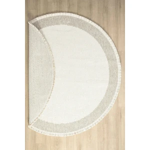 Beyaz Bej Yumuşak Yuvarlak Daire Halı Salon Mutfak Koridor Yolluk Dokuma Makine Halısı 0021 Daire