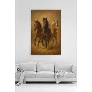 At Figürlü Kanvas Tablo - %100 Pamuk Kumaş, Yüksek Çözünürlük,asılmaya Hazır, Çerçevesiz Dekoratif Sanat Tablosu - Modern Duvar Dekoru (Ev, Ofis, Salon Için Uygun)