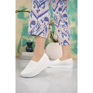 Nesil Shoes Aky 055 Beyaz Triko Yazlık Kadın Ayakkabı