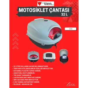 Tien 32 Litre Motosiklet Çantası-Gri-(Sırt Dayama Pedi Dahil)