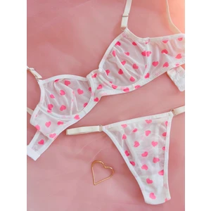 Lovely Pembe Kalpli Tül Balenli Kapsız Iç Çamaşırı Takımı