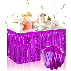 Metalize Parti Masa Eteği Masa Dekoru Mor