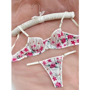 Comfort Floral Tül Balenli Kapsız Çiçekli Iç Çamaşırı Takımı