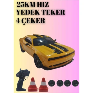 25KM Hız Yapan 2.4ghz Dodge Challenger Görünümlü Şarjlı Uzaktan Kumandalı Drift Araba