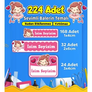 Sevimli Balerin Temalı Okul Kreş Kişiye Özel Isim Etiket Seti - Model 459
