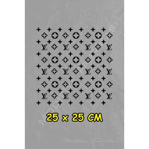 Lv Desen Kaplama Sticker - Araba -Motor - Kask - Siyah - 25X25 cm