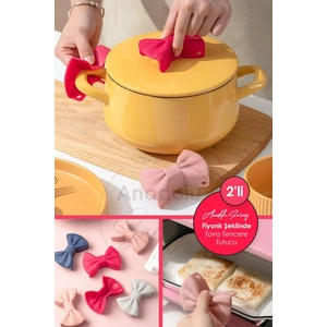 Çift Renkli Fiyonk Şekilli Silikon Tava ve Tencere Kulp Tutacak Seti