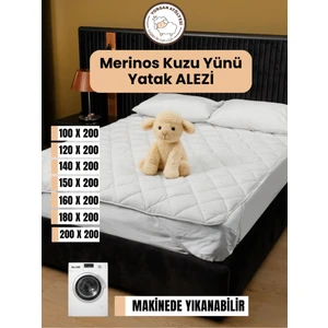 Yün Yatak Pedi Alez - %100 Kuzu Yünü Dolgu, Mevsimlik Kullanım, Nefes Alabilir Konfor Beyaz