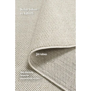 Enva Home Bukle Kilim Düz Yumuşak Sisal Jüt Taban  Polipropilen Tozumaz Oda Koridor Halısı Krem Renk