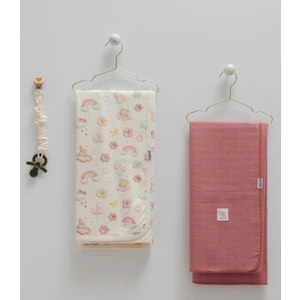 Incibaby Pamuk Premium Kız Bebek 3'lü Pamuk Battaniye & Müslin Battaniye & Emzik Askısı Seti