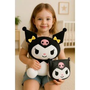 Polly Toys Kuromi Peluş Oyuncak + Deri Çanta 2'li Set