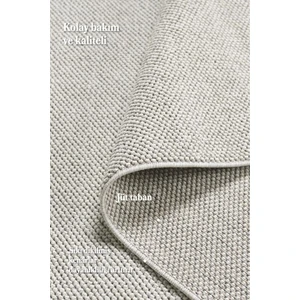 Enva Home Bukle Kilim Düz Yumuşak Sisal Jüt Taban  Polipropilen Tozumaz Oda Koridor Halısı Gümüş Renk