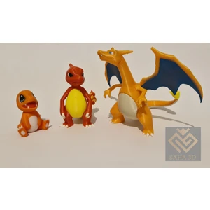 Saha 3D Charmander, Charmeleon ve Charizard Figür Pokemon Gelişim Seti
