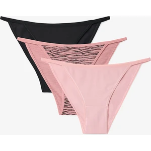Mix Zebra Desenli Ip Detaylı Düşük Bel 3'lü Slip Külot
