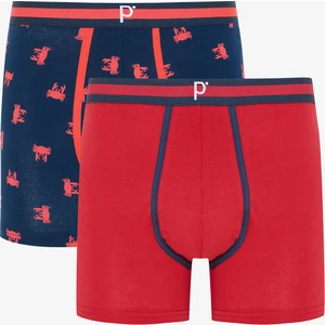 Erkek Pointed Red 3lü Çok Renkli Boxer Külot