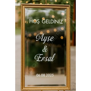 Özel Günler Için Karşılama Ayna Stickerı | Düğün Kına Nişan Söz | Beyaz Folyo | Sadece Yazı |