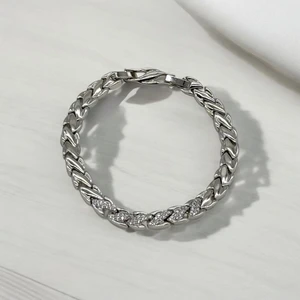 Xopıng Zirkon Taşlı Örgü Model Kadın Bileklik Renk Gümüş