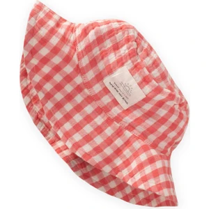 Müslin Fötr Şapka 2-8 Yaş Mercan Ekose