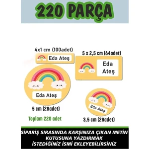 Kt Grup Okul Etiketi Kalem Defter Etiketi Isme Özel Etiket Sevimli Gökkuşağı 220 Adet