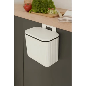 Dolap Askılı Çöp Kovası 8 Lt Beyaz Çizgili Tezgah Üstü ve Dolap Askı Çöp Kovası