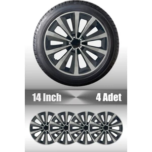 Hyundai Era Getz Accent Era 14" Inç Uyumlu 4 Adet 1 Takım Gri Siyah Jant Kapağı 046