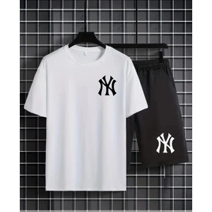 Ny Baskılı Unisex Yazlık Ikili Spor Takım - Tişört ve Şort
