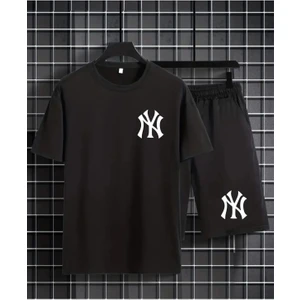 Ny Baskılı Unisex Yazlık Ikili Spor Takım - Tişört ve Şort