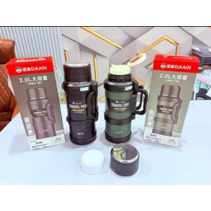New Power Plus New Paslanmaz Çelik 2 Litre Termos 24  Saat Sıcak Soğuk Tutma Renkler Siyah-Yeşil