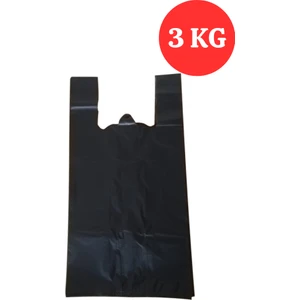 Kalbi Ticaret Ekstra Kalın Siyah Poşet 40X75 cm 3 kg Dayanıklı Atlet Poşet Dökme Siyah Battal Boy Çöp Poşeti