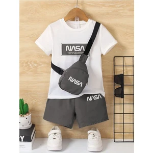Çocuk Nasa Desenli Şortlu Kombin – Günlük Spor Takım