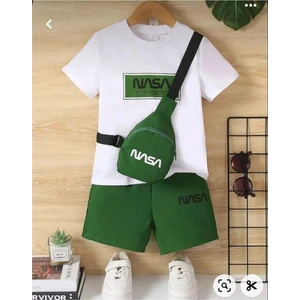 Çocuk Nasa Desenli Şortlu Kombin – Günlük Spor Takım